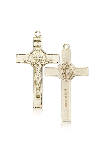 Women's 14 Karat Gold St. Benedict Crucifix Pendant - 14 KT Yellow Gold