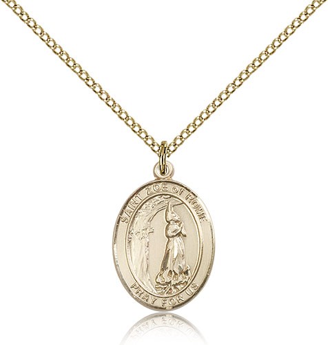 St. Zoe of Rome Medal, Gold Filled, Medium - Gold-tone