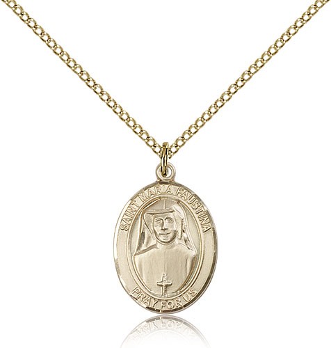 St. Maria Faustina Medal, Gold Filled, Medium - Gold-tone