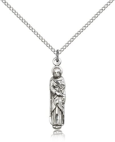 St. Joseph Medal, Sterling Silver - 18&quot; 1.2mm Sterling Silver Chain + Clasp