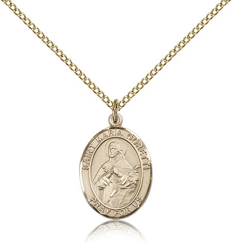 St. Maria Goretti Medal, Gold Filled, Medium - Gold-tone