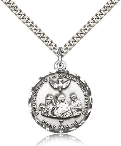 3-Doctors Medal, Sterling Silver - 24&quot; 2.4mm Rhodium Plate Endless Chain