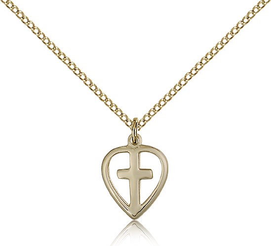 Heart Cross Pendant, Gold Filled - Gold-tone