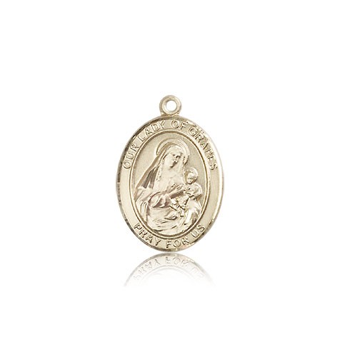 Our Lady of Grapes Medal, 14 Karat Gold, Medium - 14 KT Yellow Gold