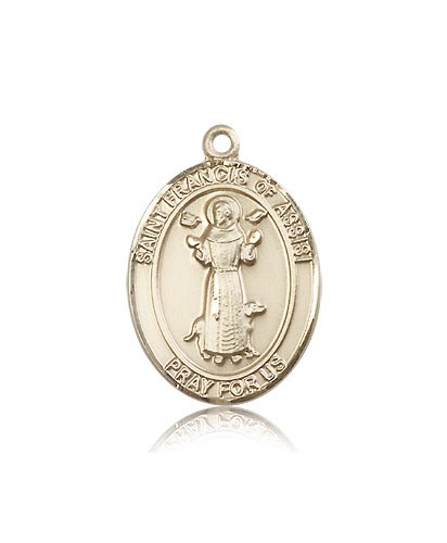St. Francis of Assisi Medal, 14 Karat Gold, Large - 14 KT Yellow Gold