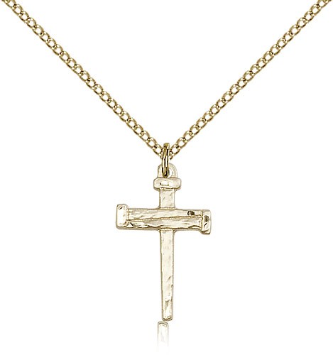 Nail Cross Pendant, Gold Filled - Gold-tone
