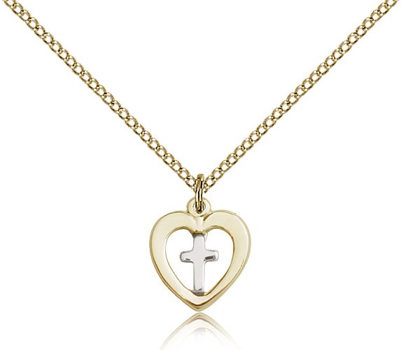 Heart Cross Pendant, Two-Tone - Two-Tone