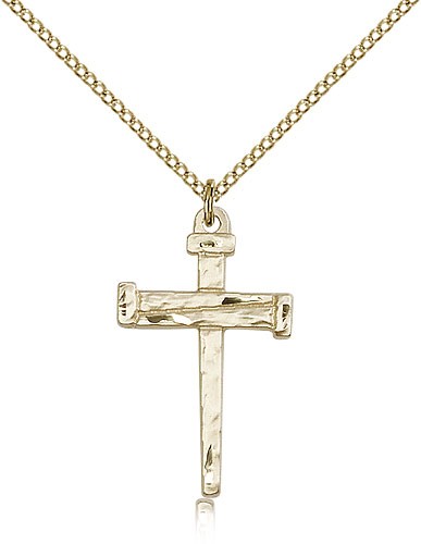Nail Cross Pendant, Gold Filled - Gold-tone