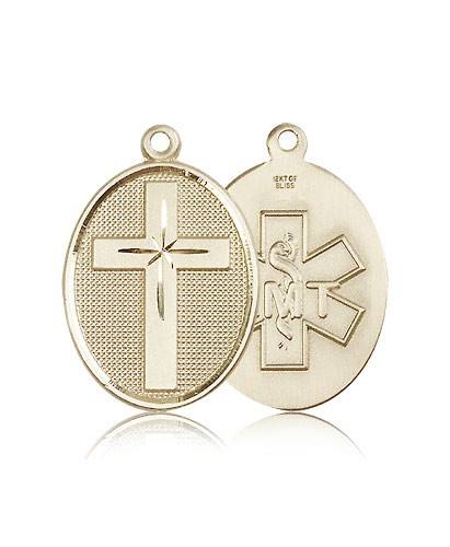 EMT Cross Pendant, 14 Karat Gold - 14 KT Yellow Gold