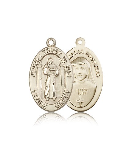 Divine Mercy Medal, 14 Karat Gold - 14 KT Yellow Gold