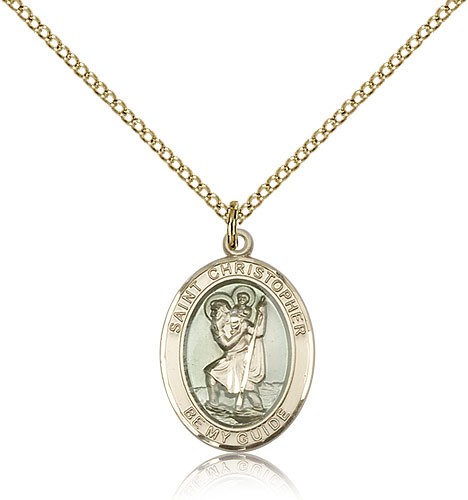 St. Christopher Medal, Gold Filled, Medium - Gold-tone