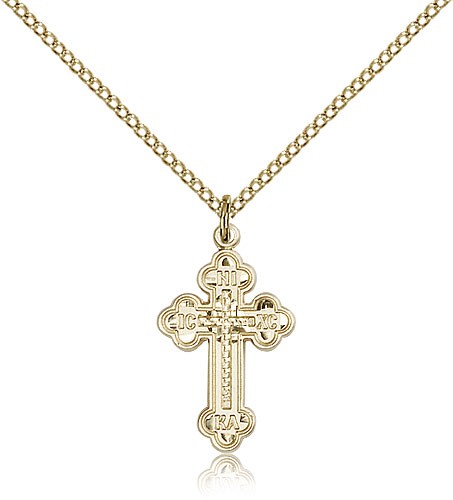 Russian Cross Pendant, Gold Filled - Gold-tone