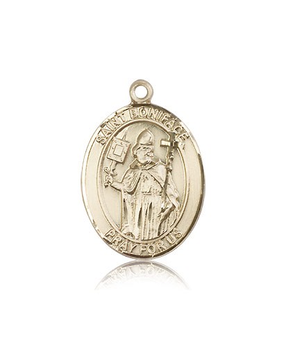 St. Boniface Medal, 14 Karat Gold, Large - 14 KT Yellow Gold