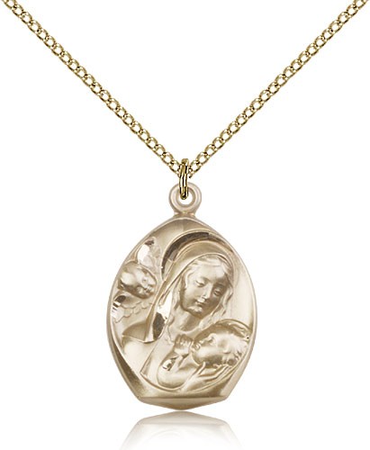 Madonna and Child Medal, Gold Filled - Gold-tone