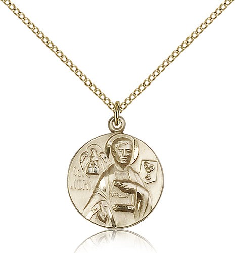 St. John the Evangelist Medal, Gold Filled - Gold-tone