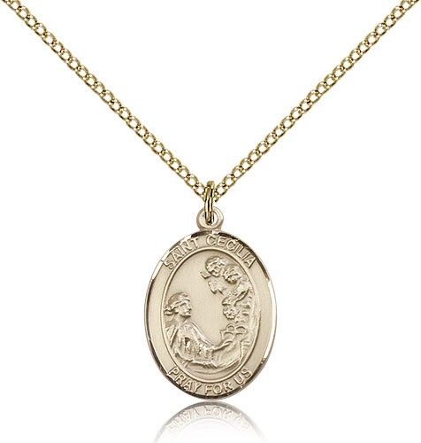 St. Cecilia Medal, Gold Filled, Medium - Gold-tone