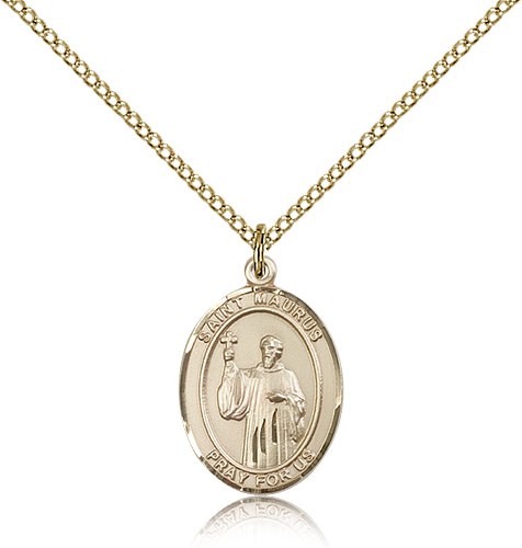 St. Maurus Medal, Gold Filled, Medium - Gold-tone