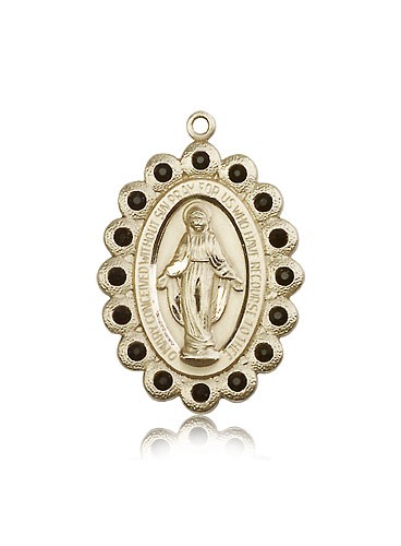 Miraculous Medal, 14 Karat Gold - 14 KT Yellow Gold