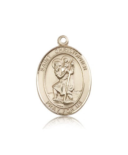 St. Christopher Medal, 14 Karat Gold, Large - 14 KT Yellow Gold