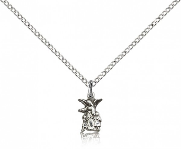 Littlest Angel Medal, Sterling Silver - 18&quot; 1.2mm Sterling Silver Chain + Clasp