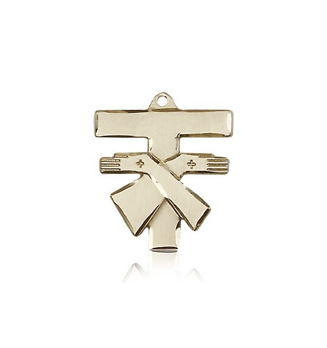 Franciscan Cross Pendant, 14 Karat Gold - 14 KT Yellow Gold