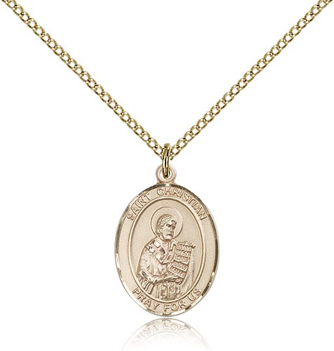St. Christian Demosthenes Medal, Gold Filled, Medium - Gold-tone