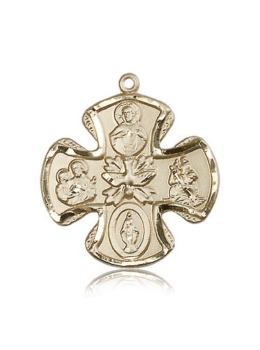 5 Way Cross Pendant, 14 Karat Gold - 14 KT Yellow Gold