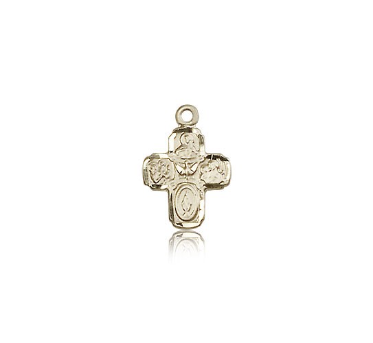 4 Way Cross Pendant, 14 Karat Gold - 14 KT Yellow Gold