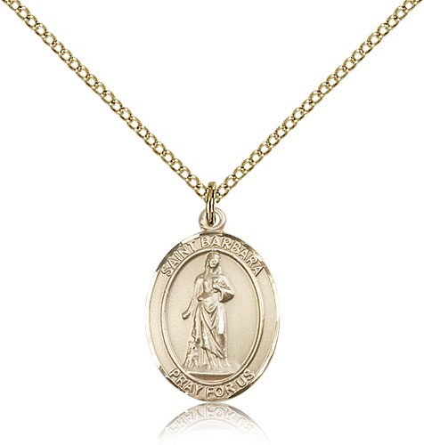 St. Barbara Medal, Gold Filled, Medium - Gold-tone
