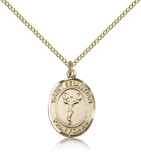 St. Sebastian Cheerleading Medal, Gold Filled, Medium - Gold-tone
