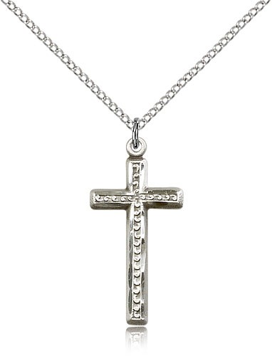 Cross Pendant, Sterling Silver - 18&quot; 1.2mm Sterling Silver Chain + Clasp