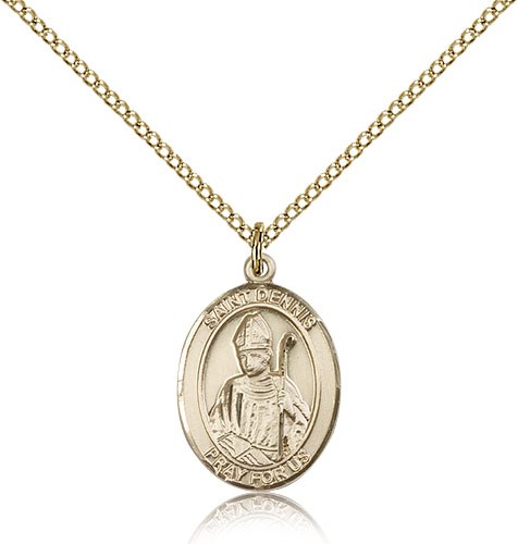 St. Dennis Medal, Gold Filled, Medium - Gold-tone