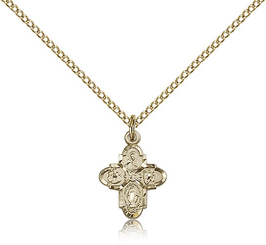 4 Way Cross Pendant, Gold Filled - Gold-tone