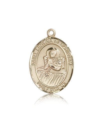 St. Lidwina of Schiedam Medal, 14 Karat Gold, Large - 14 KT Yellow Gold