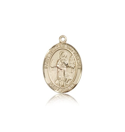 St. Isidore the Farmer Medal, 14 Karat Gold, Medium - 14 KT Yellow Gold