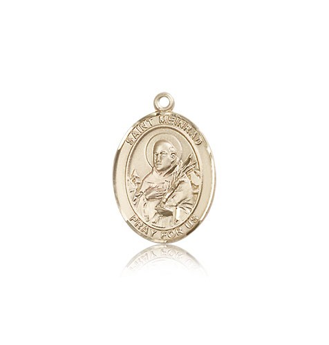 St. Meinrad of Einsideln Medal, 14 Karat Gold, Medium - 14 KT Yellow Gold