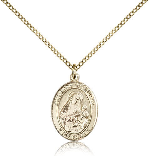 Our Lady of Grapes Medal, Gold Filled, Medium - Gold-tone