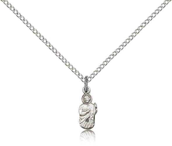 St. Jude Medal, Sterling Silver - 18&quot; 1.2mm Sterling Silver Chain + Clasp