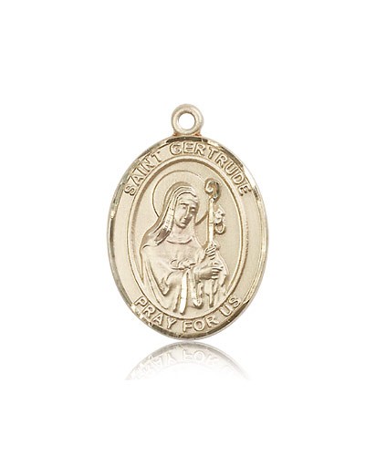 St. Gertrude of Nivelles Medal, 14 Karat Gold, Large - 14 KT Yellow Gold