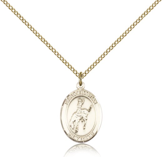 St. Sebastian Rodeo Medal, Gold Filled, Medium - Gold-tone