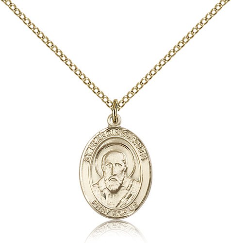 St. Francis De Sales Medal, Gold Filled, Medium - Gold-tone