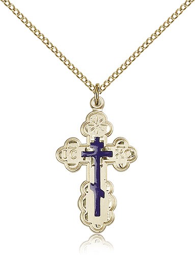 St. Olga Cross Pendant, Gold Filled - Gold-tone