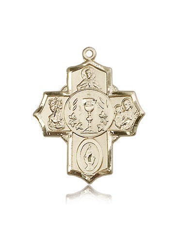 5 Way Cross Pendant, 14 Karat Gold - 14 KT Yellow Gold