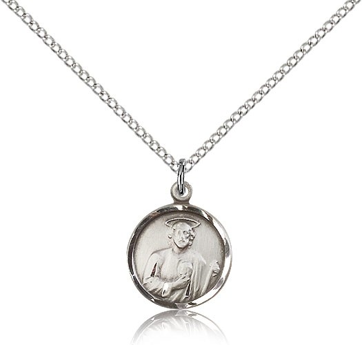 St. Jude Medal, Sterling Silver - 18&quot; 1.2mm Sterling Silver Chain + Clasp
