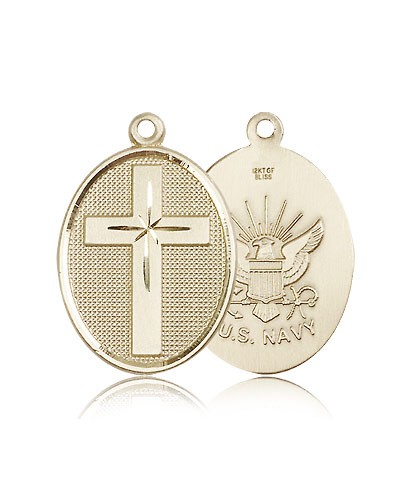 Navy Cross Pendant, 14 Karat Gold - 14 KT Yellow Gold