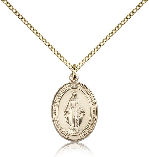 Miraculous Medal, Gold Filled, Medium - Gold-tone