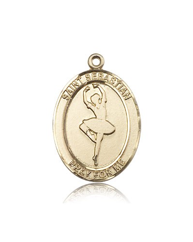 St. Sebastian Dance Medal, 14 Karat Gold, Large - 14 KT Yellow Gold