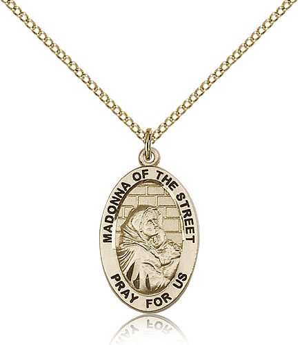 Madonna of the Street Medal, Gold Filled - Gold-tone