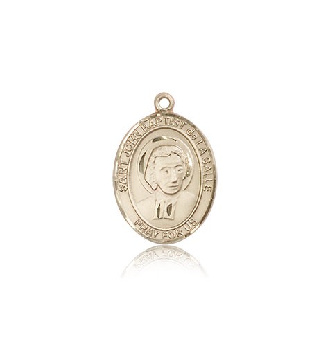 St. John Baptist De La Salle Medal, 14 Karat Gold, Medium - 14 KT Yellow Gold
