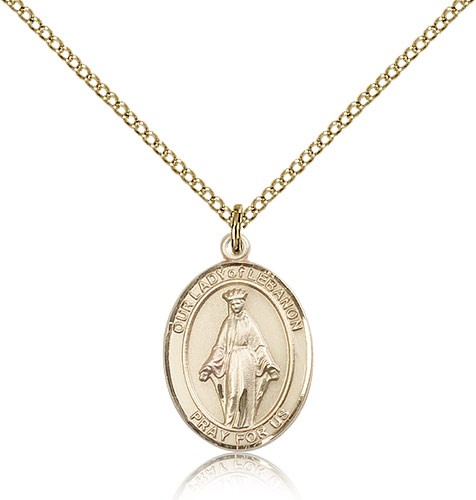 Our Lady of Lebanon Medal, Gold Filled, Medium - Gold-tone